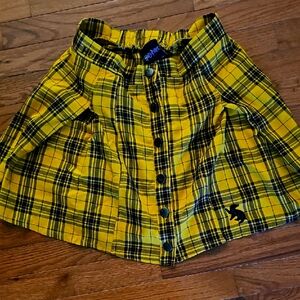 Hot Topic Yellow Black A-Line Mini Skirt